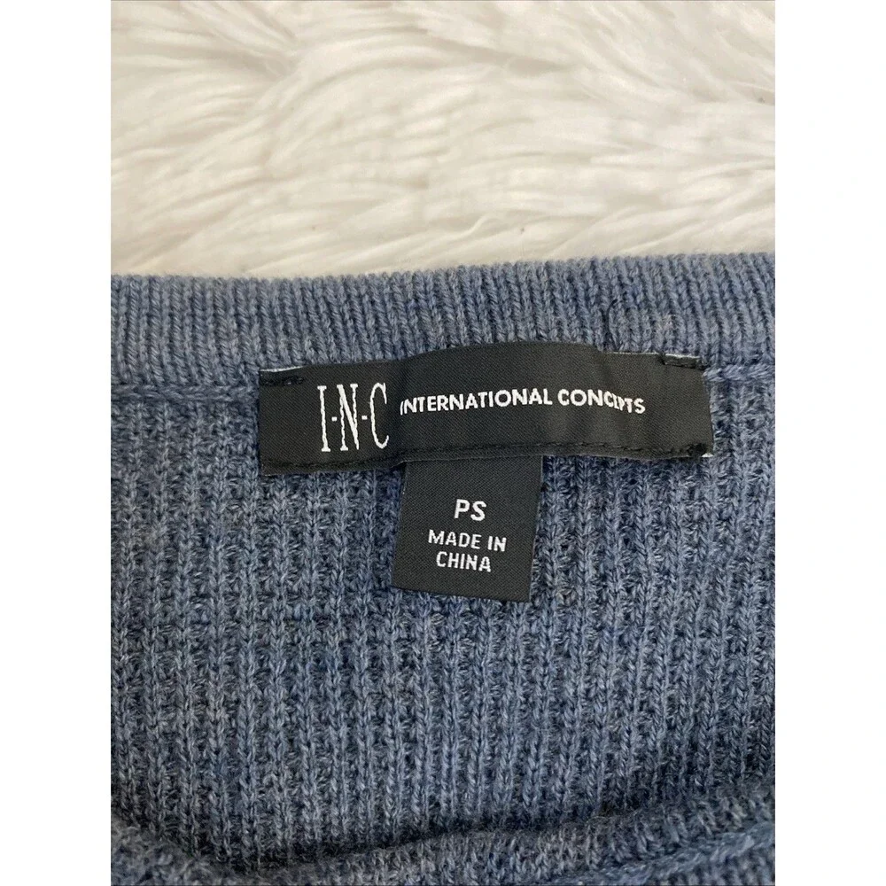 INC Sweater Gray Blue Long Sleeve Size Petite PS Sweatshirt Wool Blend Zipper